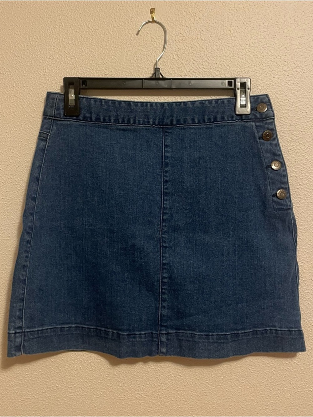 Harper Indigo Denim Mini Skirt with Side Button Detail
